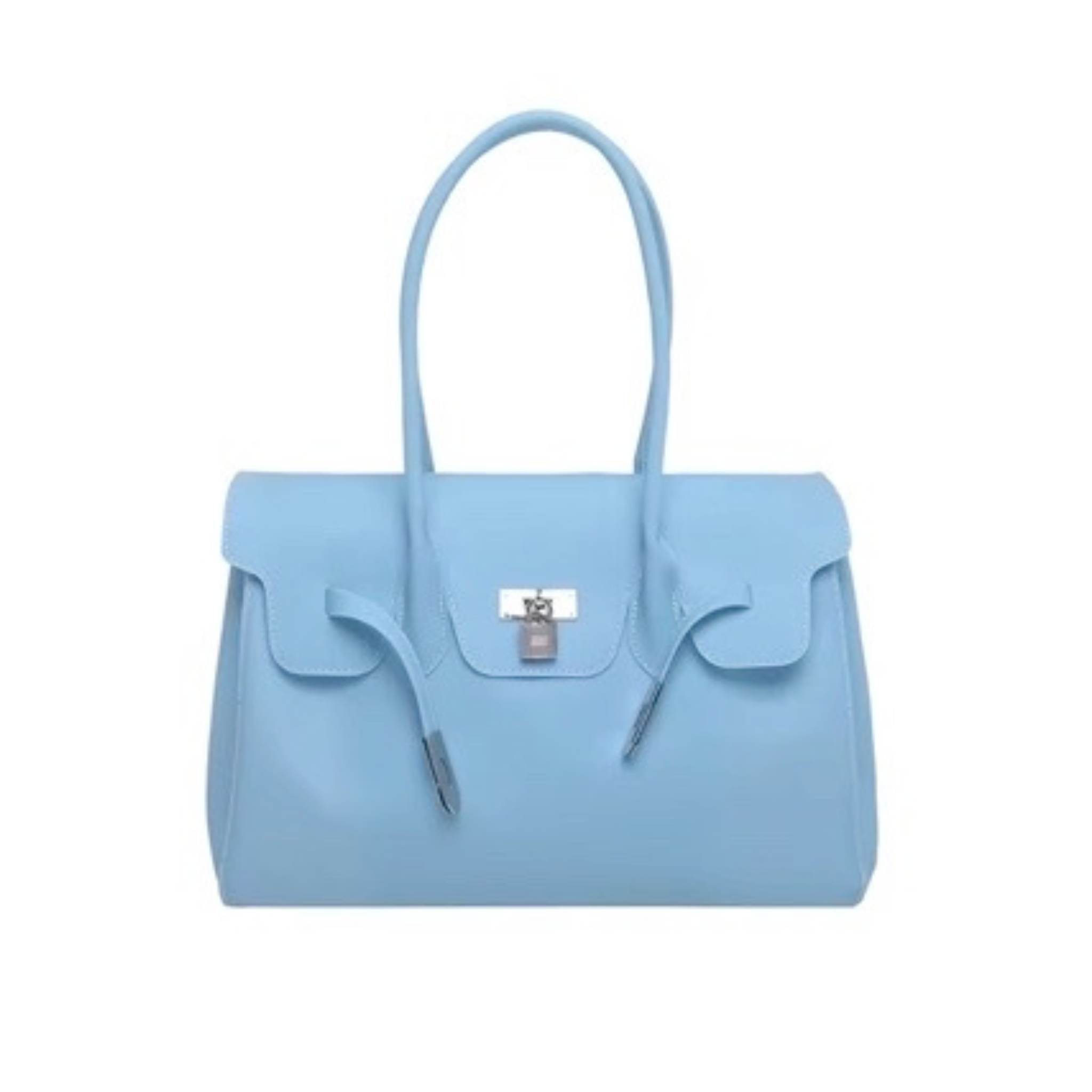 BLUE - Jelly Tote Bag 35cm — Baby Blue Silicone Top Handle Bag | Structured Jelly Firkin Style