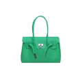 FOREST GREEN - Jelly Tote Bag 35cm — Forest Green Silicone Top Handle Bag | Structured Jelly Firkin Style
