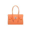 ORANGE - Jelly Tote Bag 35cm — Orange Silicone Top Handle Bag | Structured Jelly Firkin Style
