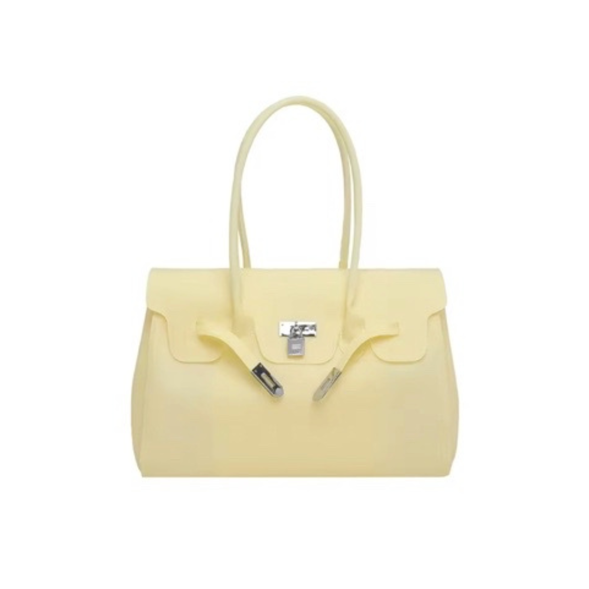 BUTTER YELLOW - Jelly Tote Bag 35cm — Butter yellow Silicone Top Handle Bag | Structured Jelly Firkin Style