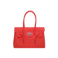 RED - Jelly Tote Bag 35cm — Red Silicone Top Handle Bag | Structured Jelly Firkin Style