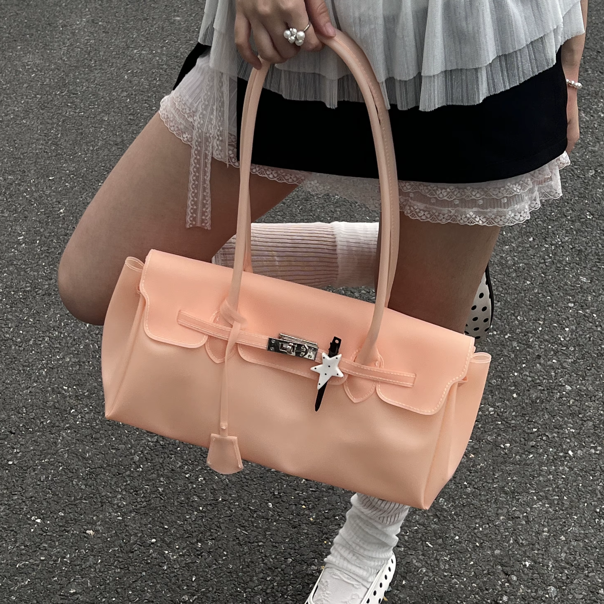 PEACH - Jelly Firkin Bag - Viral Silicone Tote | Peach, Waterproof & Y2K Aesthetic